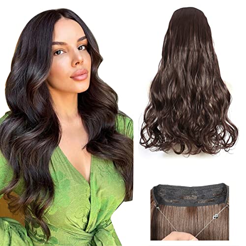MAYCREATE Curly Hair Extensions for Women Black Invisible Wire Long Wave Curled Hair Extension Clip, Soft Secret Hairpieces - 22 MAYCREATE Curly Hair Extensions for Women Black Invisible Wire Long Wave Curled Hair Extension Clip, Soft Secret Hairpieces - 22